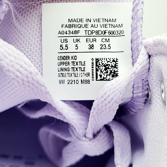 Converse CTAS OX Vapor Violet Glitter Youth 5.5 - Picture 6 of 6
